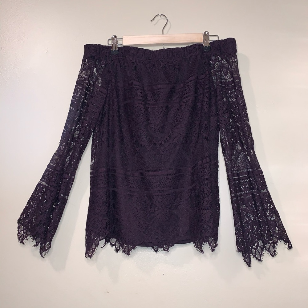 Apt. 9 off shoulder purple lace shirt